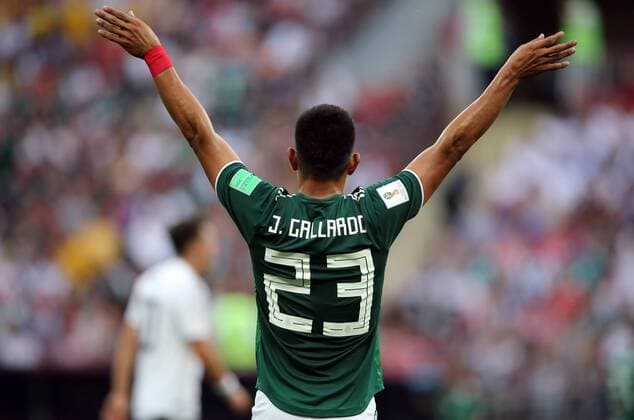 17.06.2018. Moscow, Russian: Gallardo in action during the FIFA World Cup WM Weltmeisterschaft Fussball Russia 2018, Group F, football match between GERMANY v MEXICO in Luzhniki Stadium in Moscow.  Copyright: xMarcoxIacobuccix xIPAx xMarcoxIacobuccix