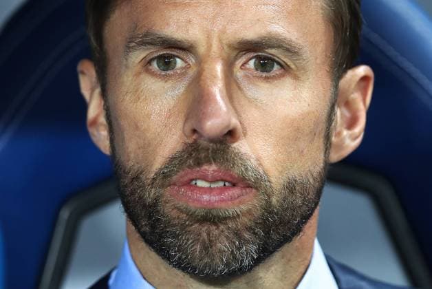 WM 2018, Tunesien - England VOLGOGRAD, RUSSIA - JUNE 18, 2018: England s manager Gareth Southgate during the 2018 FIFA World Cup WM Weltmeisterschaft Fussball First Stage Group G football match against Tunisia at Volgograd Arena. Sergei Savostyanov TASS  TS084F9E