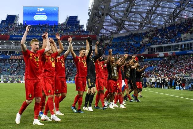 Bilder des Tages - SPORT WM 2018, Belgien - Panama Belgium s players celebrate after the first round soccer match between Belgian national soccer team the Red Devils and Panama in Group G of the FIFA World Cup WM Weltmeisterschaft Fussball 2018, in Sochi, Russia, Monday 18 June 2018. DIRKxWAEM  x05365954x