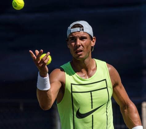 Spanish player Rafa Nadal is seen during a training session at Santa Ponça tennis club in Calvia, Spain, 19 June 2018. Nadal will be playing in The Championships, Wimbledon, that takes place in London from 02 to 15 July. Rafa Nadal !ACHTUNG: NUR REDAKTIONELLE NUTZUNG!  Copyright: xCATIxCLADERAx GRAF3108 20180619-636650161761681600