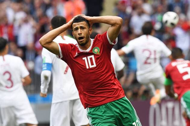 Bilder des Tages - SPORT Moskau, Fussball Herren, FIFA Fussball Weltmeisterschaften 2018, FIFA World Cup WM Weltmeisterschaft Fussball 2018, 20.06.2018, Luzhnikistadion Moskau, Gruppe B Vorrunde, Portugal vs Marokko ,Younes Belhanda Marokko Aktion, Einzelbild *** Moscow Football Men FIFA World Cup 2018 FIFA world cup 2018 20 06 2018 Luzhniki Stadium Moscow Group B Preliminary round Portugal vs Morocco Younes Belhanda Morocco Action Single shot
