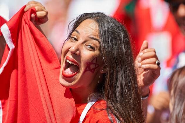 Portugal - Morocco, Soccer, Moscow, June 20, 2018 fans, supporters, spectators, club flags, celebration. PORTUGAL - MOROCCO 1-0 FIFA World Cup WM Weltmeisterschaft Fussball 2018 RUSSIA, Group stage , Season 2018 2019, June 20, 2018 L u z h n i k i Stadium in Moscow, Russia. Photo: MAGICS Peter Schatz