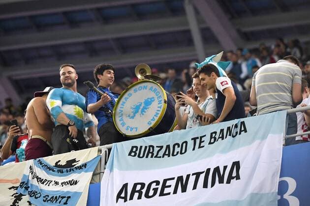 Fussball, Herren, Saison 2017 18, WM in Russland, Gruppe D (2. Spieltag, Nischni-Nowgorod-Stadion), Argentinien - Kroatien, Fans von Argentinien im Fanblock, 21.06. 2018, Copyright: xMatthiasxKochx