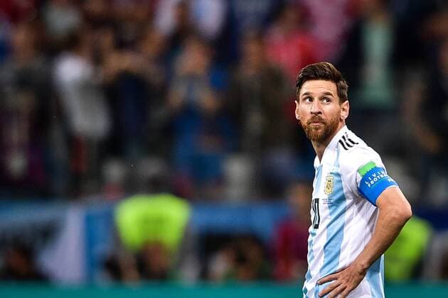 Lionel Messi of Argentina reacts after Luka Modric of Croatia scored a goal in their Group D match during the 2018 FIFA World Cup WM Weltmeisterschaft Fussball in Nizhny Novgorod, Russia, 21 June 2018.  20180622_22321