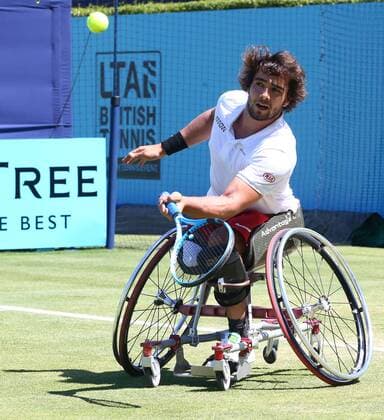 Rohlstuhltennis, Queens Club London June 22, 2018 - London, United Kingdom - Daniel Caverzaschi (ESP) .during Fever-Tree Championships Wheelchair Event match between Daniel Caverzaschi (ESP) against Stefan Olson (SWE) at The Queen s Club, London, on 22 June 2018 Fever-Tree Championships - Day Five  - ZUMAn230 20180622_zaa_n230_670 Copyright: xKieranxGalvinx