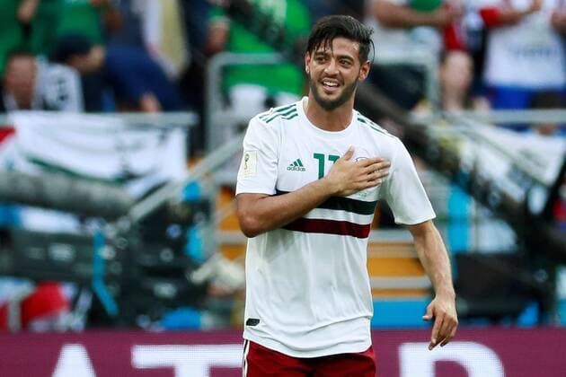 WM 2018, Südkorea - Mexiko WM 2018, Südkorea - Mexiko Mexican forward Vela celebrates after scoring a penalty kick during the FIFA World Cup WM Weltmeisterschaft Fussball 2018 Group F soccer match between Korea Republic and Mexico, in Rostov-On-Don, Russia, 23 June 2018. KOREA REPUBLIC VS. MEXICO !ACHTUNG: NUR REDAKTIONELLE NUTZUNG!  Copyright: xJosexMendezx FWC28-33 20180623-636653720116787814