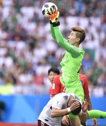 WM 2018, Südkorea - Mexiko WM 2018, Südkorea - Mexiko (180623) -- ROSTOV-ON-DON, June 23, 2018 -- South Korea s goalkeeper Jo Hyeonwoo (top) defends during the 2018 FIFA World Cup WM Weltmeisterschaft Fussball Group F match between South Korea and Mexico in Rostov-on-Don, Russia, June 23, 2018. ) (SP)RUSSIA-ROSTOV-ON-DON-2018 WORLD CUP-GROUP F-SOUTH KOREA VS MEXICO ChenxYichen 