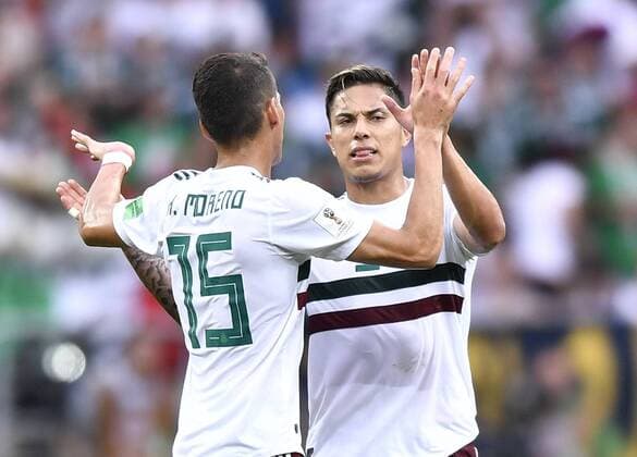WM 2018, Südkorea - Mexiko (180623) -- ROSTOV-ON-DON, June 23, 2018 -- Players of Mexico celebrate scoring during the 2018 FIFA World Cup WM Weltmeisterschaft Fussball Group F match between South Korea and Mexico in Rostov-on-Don, Russia, June 23, 2018. ) (SP)RUSSIA-ROSTOV-ON-DON-2018 WORLD CUP-GROUP F-SOUTH KOREA VS MEXICO ChenxYichen 