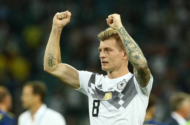 WM 2018, Deutschland - Schweden Toni Kroos Freude Emotion jubelnd Jubel nach Spielende Fußball Fussball FIFA WM Weltmeisterschaft Russland Russia 2018 Saison 2017 2018 23.06.2018 Deutschland GER vs. Schweden SWE