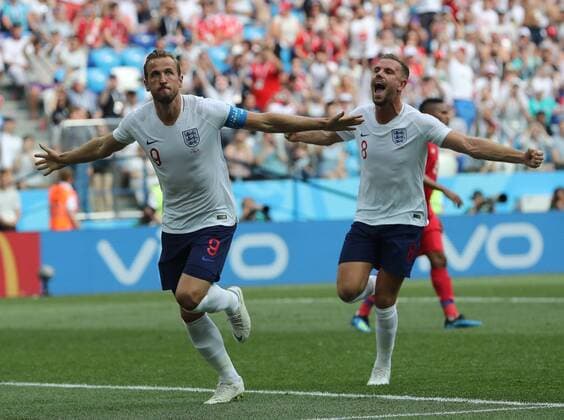 Themen der Woche - SPORT KW25 Bilder des Tages - SPORT WM 2018, England - Panama (180624) -- NIZHNY GOVGOROD, June 24, 2018 -- Harry Kane (L) of England celebrates his scoring during the 2018 FIFA World Cup WM Weltmeisterschaft Fussball Group G match between England and Panama in Nizhny Govgorod, Russia, June 24, 2018. ) (SP)RUSSIA-NIZHNY GOVGOROD-2018 WORLD CUP-GROUP G-ENGLAND VS PANAMA CaoxCan 
