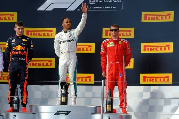 June 24, 2018 - Le Castellet, Var, France - Mercedes 44 Driver LEWIS HAMILTON (GBR) win the Formula one French Grand Prix at the Paul Ricard circuit at Le Castellet - France, Max Verstappen finish second and Kimi Raikkonen third F1 2018: French Grand Prix : Lewis Hamilton won - ZUMAp119 20180624_zaf_p119_003 Copyright: xPierrexSteveninx