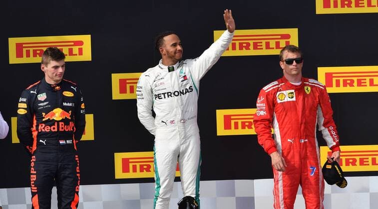 Max Verstappen, Red Bull Racing, Lewis Hamilton; Mercedes Grand Prix, Kimi Raiikkoenen, Scuderia Ferrari, formula 1 GP, Frankreich Paul Ricard 24.06.2018 Photo:mspb Jerry Andre Podium, Max Verstappen, Lewis Hamilton; Kimi Raikkoenen, formula 1 GP, Frankreich 2018