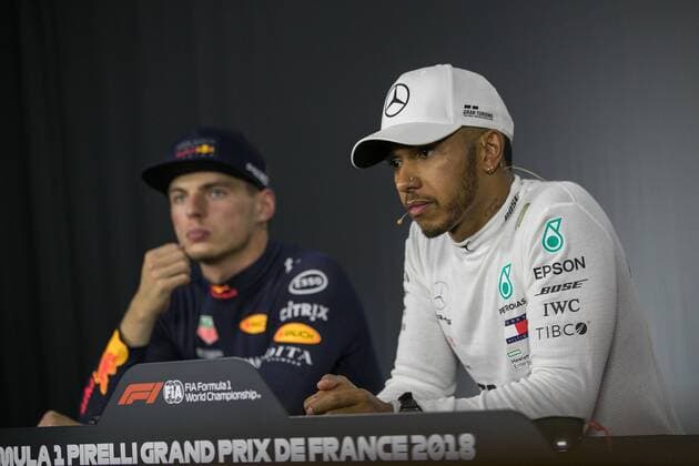 vl. Max Verstappen (Red Bull Racing) und Lewis Hamilton (Mercedes AMG Petronas Formula One Team) Grosser Preis von Frankreich 2018, Rennen, Motorsport, Formel 1, 24.06.2018 Le Castellet Copyright: xEibner-Pressefoto Illmannx EP_eer