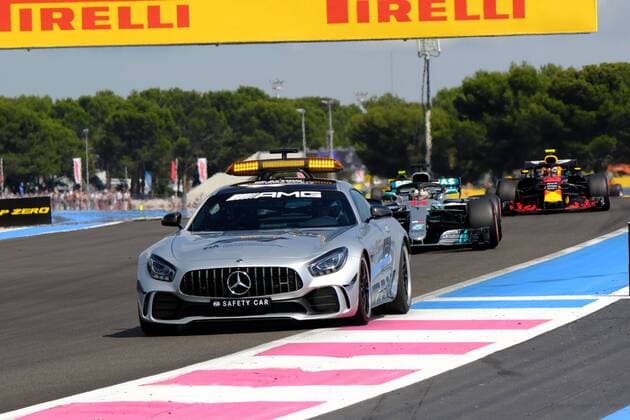 June 24, 2018 - Le Castellet, Var, France - Mercedes 44 Driver LEWIS HAMILTON (GBR) behind the safety car during the Formula one French Grand Prix at the Paul Ricard circuit at Le Castellet - France. F1 2018: French Grand Prix : Lewis Hamilton won - ZUMAp119 20180624_zaf_p119_028 Copyright: xPierrexSteveninx