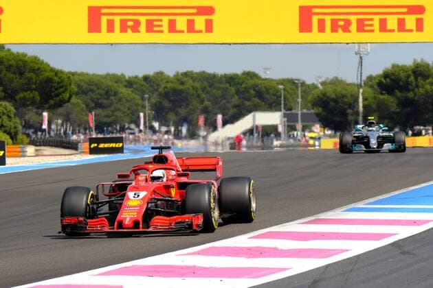 June 24, 2018 - Le Castellet, Var, France - Ferrari 5 Driver SEBASTIAN VETTEL (GER) in action during the Formula one French Grand Prix at the Paul Ricard circuit at Le Castellet - France. F1 2018: French Grand Prix : Lewis Hamilton won - ZUMAp119 20180624_zaf_p119_031 Copyright: xPierrexSteveninx