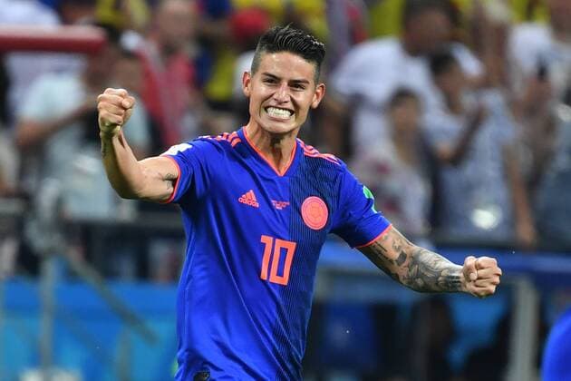Bilder des Tages - SPORT WM 2018, Polen - Kolumbien James RODRIGUEZ (COL),Jubel,Freude,Begeisterung, Aktion,Einzelbild,angeschnittenes Einzelmotiv,Halbfigur,halbe Figur, Polen (PO)-Kolumbien (COL) 0-3, Vorrunde, Gruppe C, Spiel 31 am 24.06.2018 in Kasan,Kasan Arena. Fussball Weltmeisterschaft 2018 in Russland vom 14.06. - 15.07.2018. *** James RODRIGUEZ COL Cheers Joy Enthusiasm Action Single-shot single image Half-figure half figure Poland PO Colombia COL 0 3 Preliminary Group C Match 31 on 24 06 2018 in Kazan Kazan Arena World Cup 2018 in Russia vom 14 06 15 07 2018