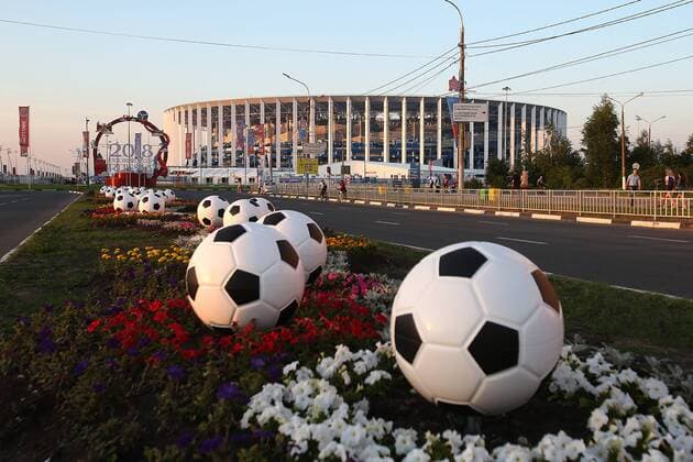 1 Jahr bis WM 2022: Historie, Stadien und Architektur Behind The Scenes of the 2018 FIFA World Cup WM Weltmeisterschaft Fussball Nizhny Novgorod Stadium. Behind the scenes of the 2018 FIFA World Cup Content Not Available For UK Newspapers Copyright: xPaulxChestertonx FIL-11927-0044
