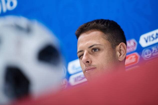 WM 2018, Pressekonferenz Nationalteam Mexiko 180626 Javier Hernandez of the Mexican national football team at a press conference PK Pressekonferenz during the FIFA World Cup WM Weltmeisterschaft Fussball on June 26, 2018 in Ekaterinburg. Photo: Joel Marklund BILDBYRN kod JM 87734 Copyright: JOELxMARKLUND BB180626JM066