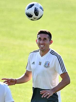 YEKATERINBURG, RUSSIA â€“ JUNE 26, 2018: Midfielder Hector Herrera of the Mexican men s national football team training for their upcoming 2018 FIFA World Cup WM Weltmeisterschaft Fussball Group F match against Sweden at Yekaterinburg Arena Stadium. Donat Sorokin TASS  TS086708