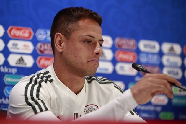 Mexican player Javier Hernandez participates in a press conference PK Pressekonferenz at the Ekaterimburgo Arena, in Ekaterimburgo, Russia, 26 June 2018. Mexico will face Sweden tomorrow in the gruop F match of the FIFA World Cup WM Weltmeisterschaft Fussball Russia 2018. Press meeting of the Mexican national soccer team !ACHTUNG: NUR REDAKTIONELLE NUTZUNG!  Copyright: xJoséxMéndezx EKT04 20180626-636656320639937888