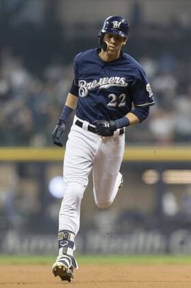 June 26, 2018: Milwaukee Brewers center fielder Christian Yelich 22 hits a two run homer to left field in the first inning of the Major League Baseball game between the Milwaukee Brewers and the Kansas City Royals at Miller Park in Milwaukee, WI. CSM MLB Baseball Herren USA 2018 Royals vs Brewers JUN 26 - ZUMAc04_ 20180626_zaf_c04_006 Copyright: xJohnxFisherx