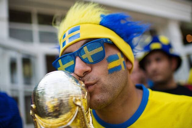 180627 A Swedish fan ahead of the FIFA World Cup WM Weltmeisterschaft Fussball group stage match between Mexico and Sweden on June 27, 2018 in Ekaterinburg. Photo: Joel Marklund BILDBYRN kod JM 87737 Copyright: JOELxMARKLUND BB180627JM014
