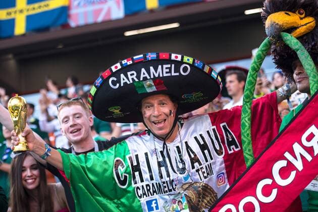 180627 Fans of Mexico prior during the FIFA World Cup WM Weltmeisterschaft Fussball group stage match between Mexico and Sweden on June 27, 2018 in Ekaterinburg. Photo: Joel Marklund BILDBYRN kod JM 87737 Copyright: JOELxMARKLUND BB180627JM022