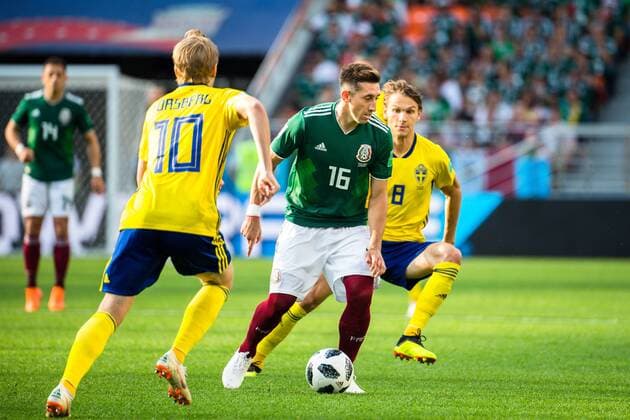 180627 Hector Herrera of Mexico during the FIFA World Cup WM Weltmeisterschaft Fussball group stage match between Mexico and Sweden on June 27, 2018 in Ekaterinburg. Photo: Petter Arvidson BILDBYRN kod PA 87737 Copyright: PETTERxARVIDSON BB180627PA045