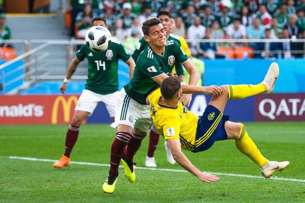 180627 ERafael Marquez of Mexico and Marcus Berg of Sweden during the FIFA World Cup WM Weltmeisterschaft Fussball group stage match between Mexico and Sweden on June 27, 2018 in Ekaterinburg. Photo: Petter Arvidson BILDBYRN kod PA 87737 Copyright: PETTERxARVIDSON BB180627PA056