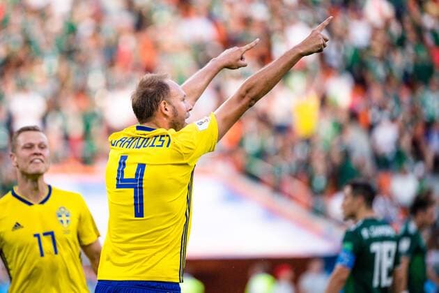 180627 Andreas Granqvist of Sweden the 0-2 goal during the FIFA World Cup WM Weltmeisterschaft Fussball group stage match between Mexico and Sweden on June 27, 2018 in Ekaterinburg. Photo: Joel Marklund BILDBYRAN kod JM 87737 Copyright: JOELxMARKLUND BB180627JM086