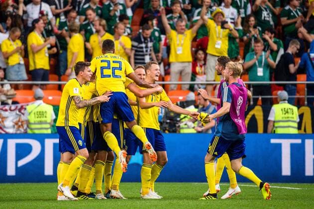 180627 Viktor Claesson of Sweden celebrates after the FIFA World Cup WM Weltmeisterschaft Fussball group stage match between Mexico and Sweden on June 27, 2018 in Ekaterinburg. Photo: Petter Arvidson BILDBYRN kod PA 87737 Copyright: PETTERxARVIDSON BB180627PA159