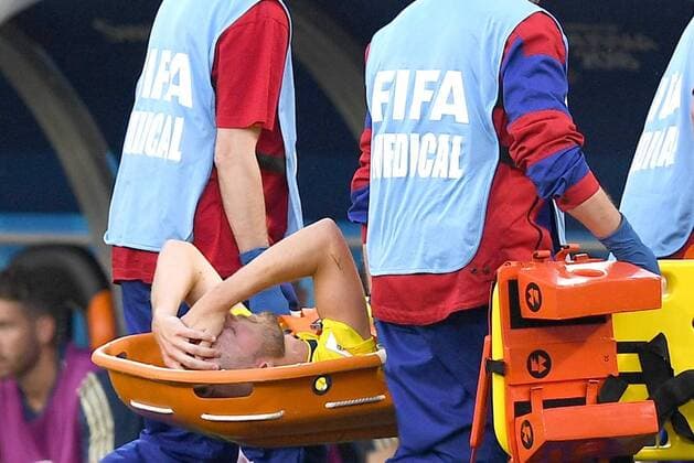 Bilder de Tages - SPORT YEKATERINBURG, RUSSIA - JUNE 27, 2018: Sweden s Sebastian Larsson injured in the 2018 FIFA World Cup WM Weltmeisterschaft Fussball First Stage Group F football match against Mexico at Ekaterinburg Arena Stadium. Donat Sorokin TASS  TS086B6C