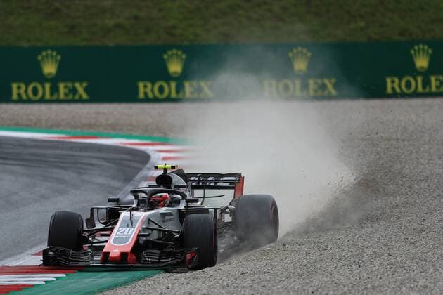 29th June 2018, Red Bull Ring, Spielberg, Austria; Austrian Formula One Grand Prix, Friday free practice; Haas F1 Team, Kevin Magnussen off line and into the gravel  ActionPlus12042530 Octane