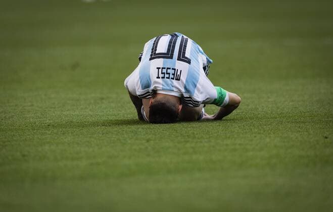 WM 2018, Frankreich - Argentinien Kazan, 27.06.2018 Lionel Messi (Arg) enttäuscht Frankreich - Argentinien *** Kazan 27 06 2018 Lionel Messi Arg disappointed France Argentina
