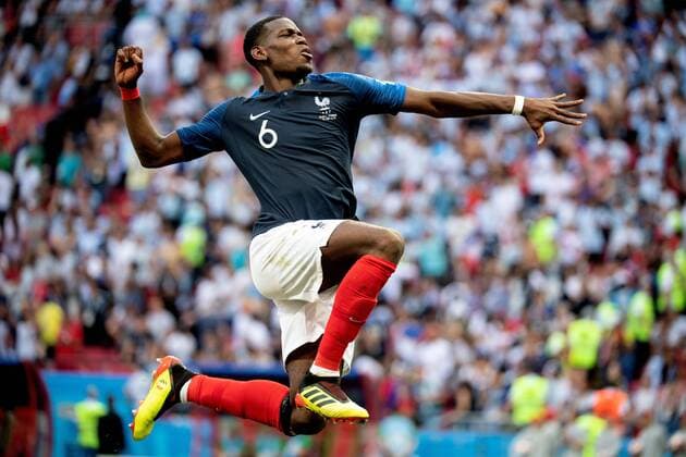 WM 2018, Frankreich - Argentinien 180630 Paul Pogba of France celebrates after the FIFA World Cup WM Weltmeisterschaft Fussball round of 16 match between France and Argentina on June 30, 2018 in Kazan. Photo: Petter Arvidson BILDBYRAN kod PA 92079 *** 180630 Paul Pogba of France celebrates after the FIFA World Cup round of 16 match between France and Argentina on June 30, 2018 in Kazan Photo Petter Arvidson BILDBYRAN Code PA 92079  Copyright: PETTERxARVIDSON BB180630PA194