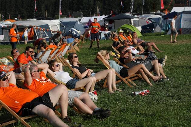 FORMULA 1 - GP of Austria 2018 SPIELBERG,AUSTRIA,30.JUN.18 - MOTORSPORTS, FORMULA 1 - Grand Prix of Austria, Red Bull Ring, qualifying. Image shows fans at the Max Verstappen village. GEPAxpictures xChristianxWalgram