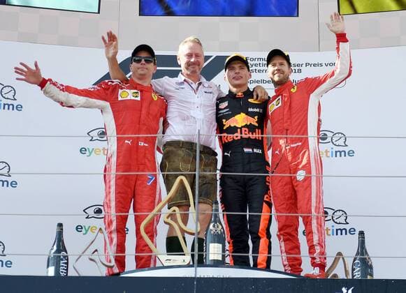 Das Siegerfoto, Formel 1 Grosser Preis von Oesterreich, Red Bull Ring, 01.07.2018.2018, Formel 1 Grosser Preis von Oesterreich, Red Bull Ring, 01.07.2018 Spielberg Copyright: xEIBNER Florian_Schustx EP_SCHUST