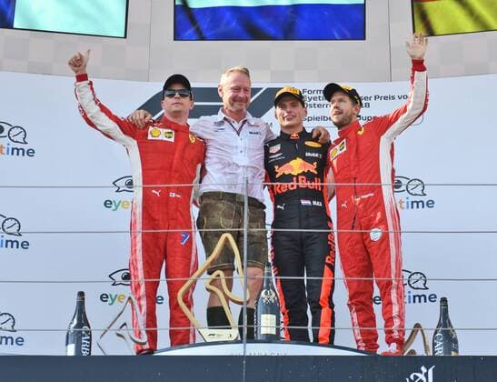 Das Siegerfoto, Formel 1 Grosser Preis von Oesterreich, Red Bull Ring, 01.07.2018.2018, Formel 1 Grosser Preis von Oesterreich, Red Bull Ring, 01.07.2018 Spielberg Copyright: xEIBNER Florian_Schustx EP_SCHUST