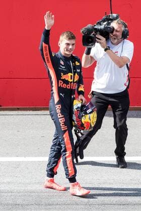 FORMULA 1 - GP of Austria 2018 SPIELBERG,AUSTRIA,01.JUL.18 - MOTORSPORTS - Grand Prix of Austria, Red Bull Ring. Image shows the rejoicing of Max Verstappen (NED Red Bull Racing). GEPAxpictures xMaticxKlansek