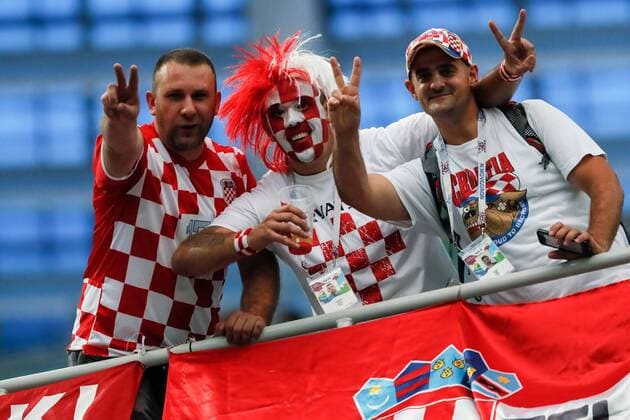 July 1, 2018 - Nizhny Novgorod, Russia - Croatia supporters during the 2018 FIFA World Cup WM Weltmeisterschaft Fussball Russia Round of 16 match between Croatia and Denmark on July 1, 2018 at Nizhny Novgorod Stadium in Nizhny Novgorod, Russia. Croatia v Denmark: Round of 16 - 2018 FIFA World Cup  - ZUMAn230 20180701_zaa_n230_279 Copyright: xMikexKireevx