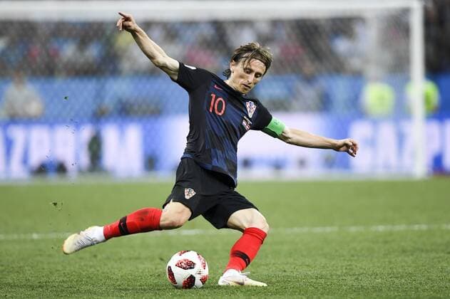 July 1, 2018 - Nizhny Novgorod, Russia - Luka Modric of Croatia in action during the 2018 FIFA World Cup WM Weltmeisterschaft Fussball Round of 16 match between Croatia and Denmark at Nizhny Novgorod Stadium in Nizhny Novgorod, Russia on July 1, 2018 Croatia v Denmark: Round of 16 - 2018 FIFA World Cup  - ZUMAn230 20180701_zaa_n230_435 Copyright: xAndrewxSurmax