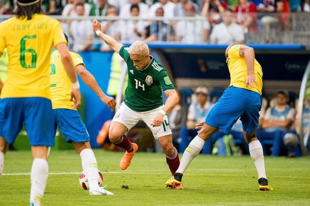 180702 Javier Hernandez of Mexico during the FIFA World Cup WM Weltmeisterschaft Fussball round of 16 match between Brazil and Mexico on July 2, 2018 in Samara. Photo: Petter Arvidson BILDBYRAN kod PA 92081 Copyright: PETTERxARVIDSON BB180702PA049