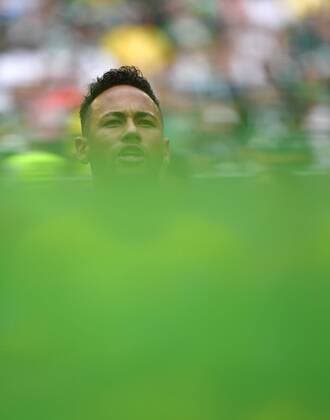 (180702) -- SAMARA, July 2, 2018 -- Neymar of Brazil is seen prior to the 2018 FIFA World Cup WM Weltmeisterschaft Fussball round of 16 match between Brazil and Mexico in Samara, Russia, July 2, 2018. ) (SP)RUSSIA-SAMARA-2018 WORLD CUP-ROUND OF 16-BRAZIL VS MEXICO ChenxYichen 