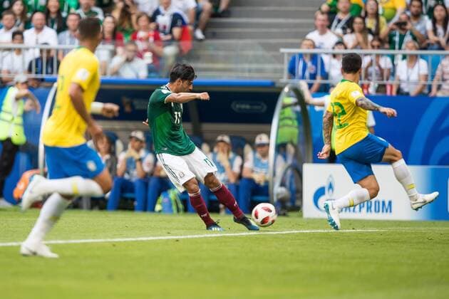 02.07.2018 SAMARA, SAMARA ARENA PILKA NOZNA (FOOTBALL) MISTRZOSTWA SWIATA ROSJA 2018 FIFA World Cup WM Weltmeisterschaft Fussball RUSSIA 2018 1 8 FINAL BRAZYLIA - MEKSYK (BRASIL-MEXICO) NZ CARLOS VELA FOTO LUKASZ SKWIOT CYFRASPORT NEWSPIX.PL --- Newspix.pl FRANCE OUT!  20180702CSLS0021