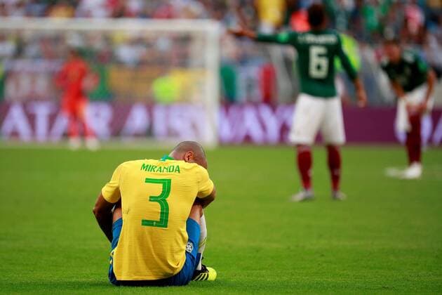 Brazilian defender Miranda during the FIFA World Cup WM Weltmeisterschaft Fussball 2018 round of 16 soccer match between Brazil and Mexico, at Samara Arena in Samara, Russia, 2 July 2018. BRAZIL VS. MEXICO !ACHTUNG: NUR REDAKTIONELLE NUTZUNG!  Copyright: xJosexMendezx FWC53-201 20180702-636661489574428027