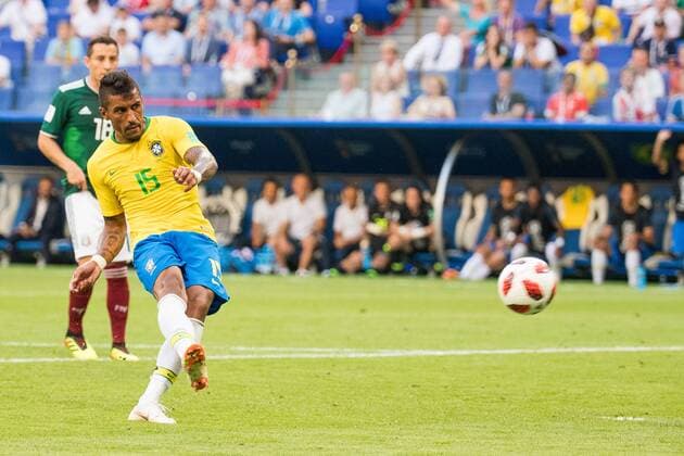 180702 Paulinho of Brazil during the FIFA World Cup WM Weltmeisterschaft Fussball round of 16 match between Brazil and Mexico on July 2, 2018 in Samara. Photo: Petter Arvidson BILDBYRAN kod PA 92081 Copyright: PETTERxARVIDSON BB180702PA104