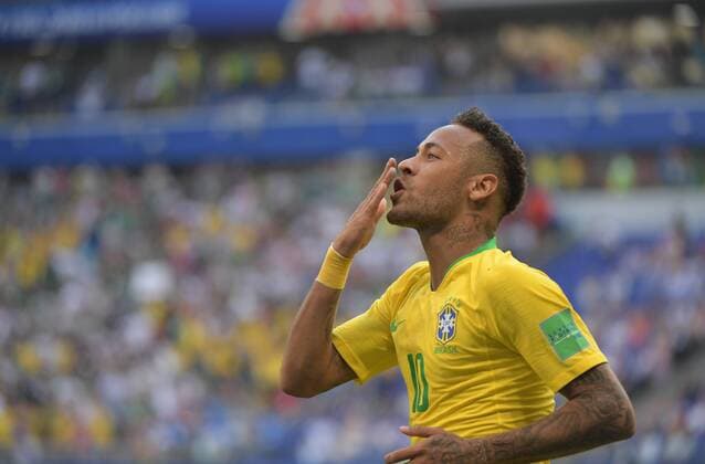 WW 2018 in Rußland, Achtelfinale , Brasilien - Mexiko Torschütze Neymar jubelt nach dem 1:0