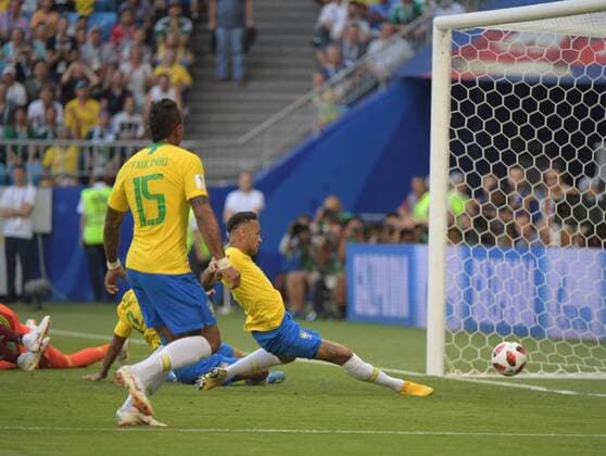 WW 2018 in Rußland, Achtelfinale , Brasilien - Mexiko Tor 1:0 durch Neymar