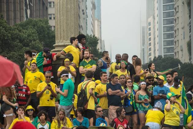 Twisted team move in RJ RIO DE JANEIRO, RJ - 02.07.2018: TWISTED TEAM MOVE IN RJ - 22 thousand people crowded the Plaza Mauá, in the port area on Monday morning to cheer for the Brazil team that ended up winning Mexico 2-0. (Photo: André Moreira Fotoarena) x1561002x  AndréxMoreira