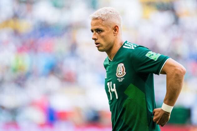 180702 Javier Hernandez of Mexico during the FIFA World Cup WM Weltmeisterschaft Fussball round of 16 match between Brazil and Mexico on July 2, 2018 in Samara. Photo: Petter Arvidson BILDBYRAN kod PA AI180702_53f Copyright: PETTERxARVIDSON BB180702PA233